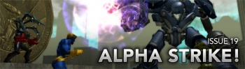 Issue 19 logo, Alpha Strike!